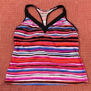 Nike women’s size 14 swim or exercise top built in bra - striped
